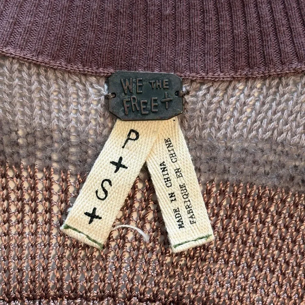 Free People Eco Thermal Raglan Tunic Sweater Womens Small Rose Brown High Low